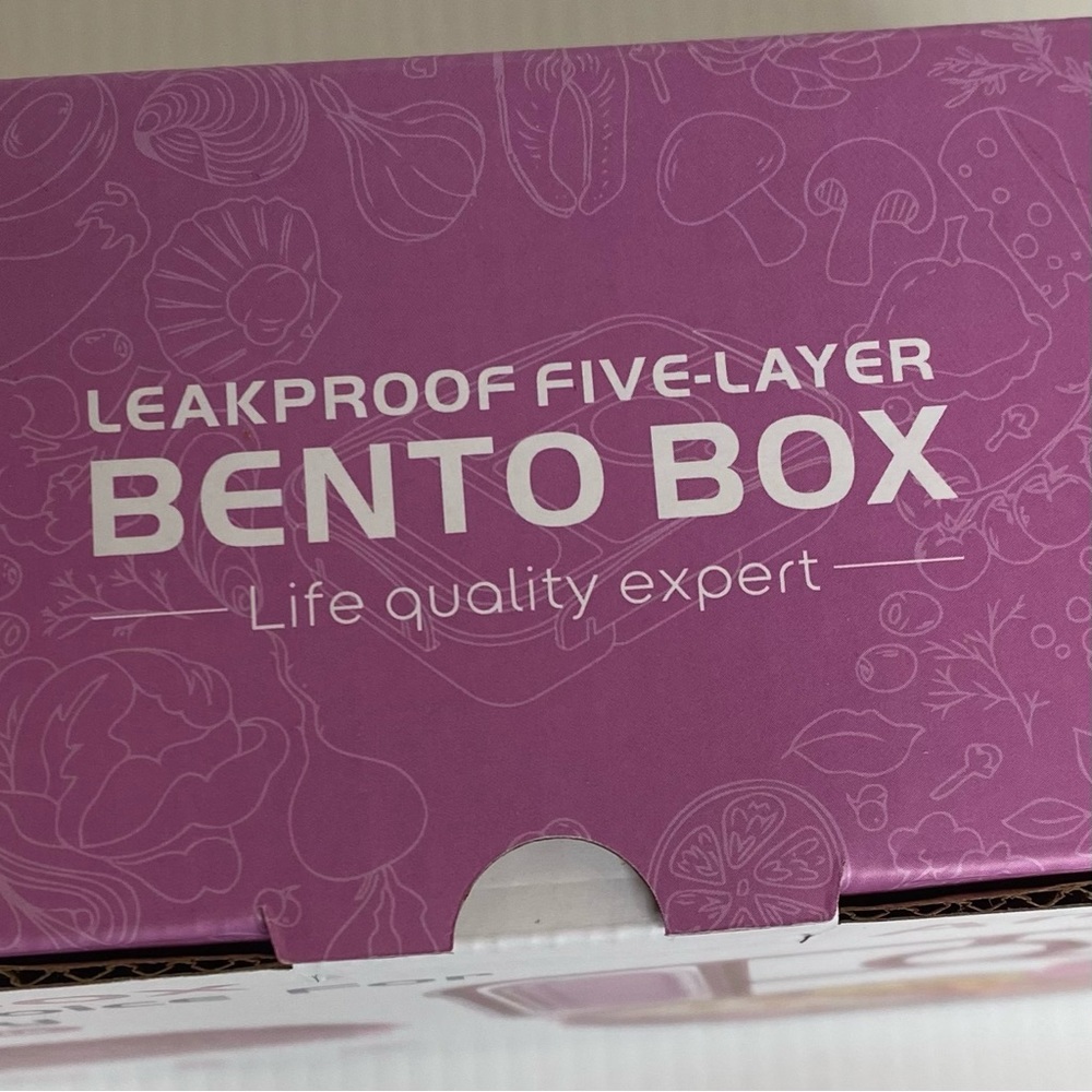 Amathley Bento Box With 5 Compartments For Lunches Adults, Kids, Purple BPA Free - Picture 2 of 8